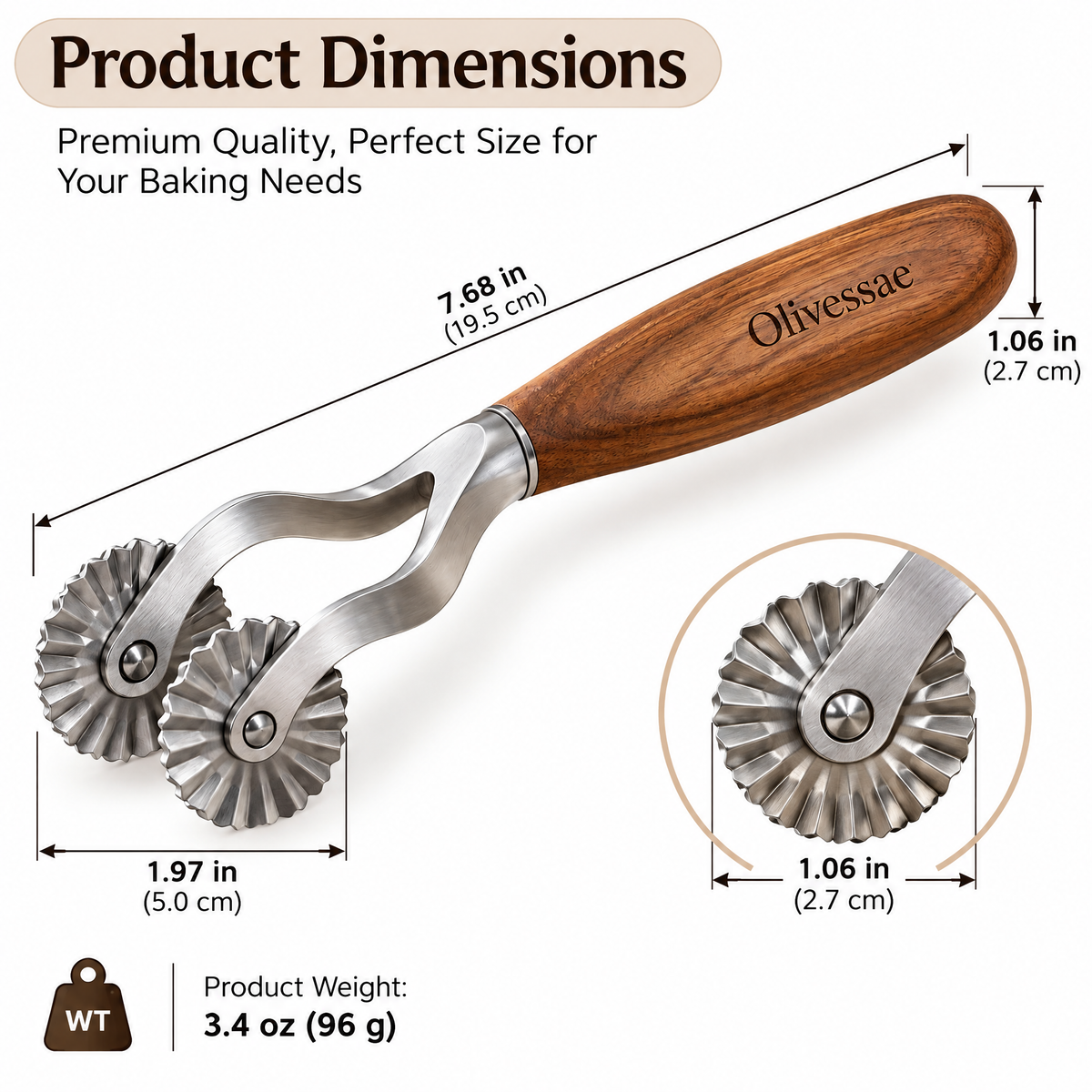 Olivessae™ Twintrail Fluted Pastry Wheel