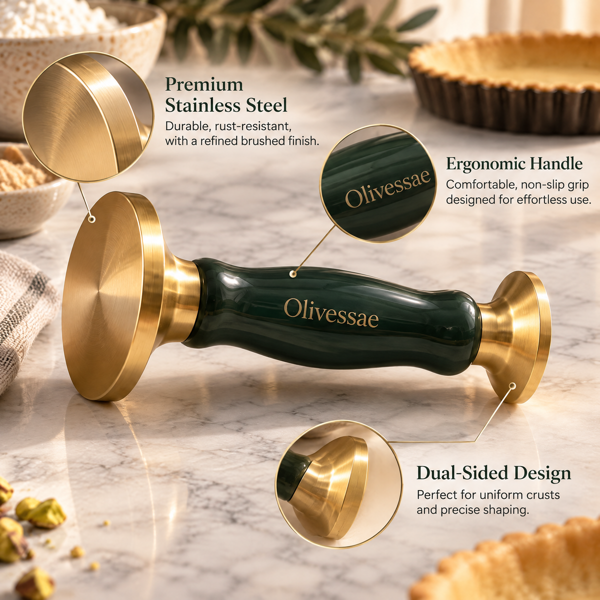 Olivessae™ Tartform Double-Ended Tart Tamper