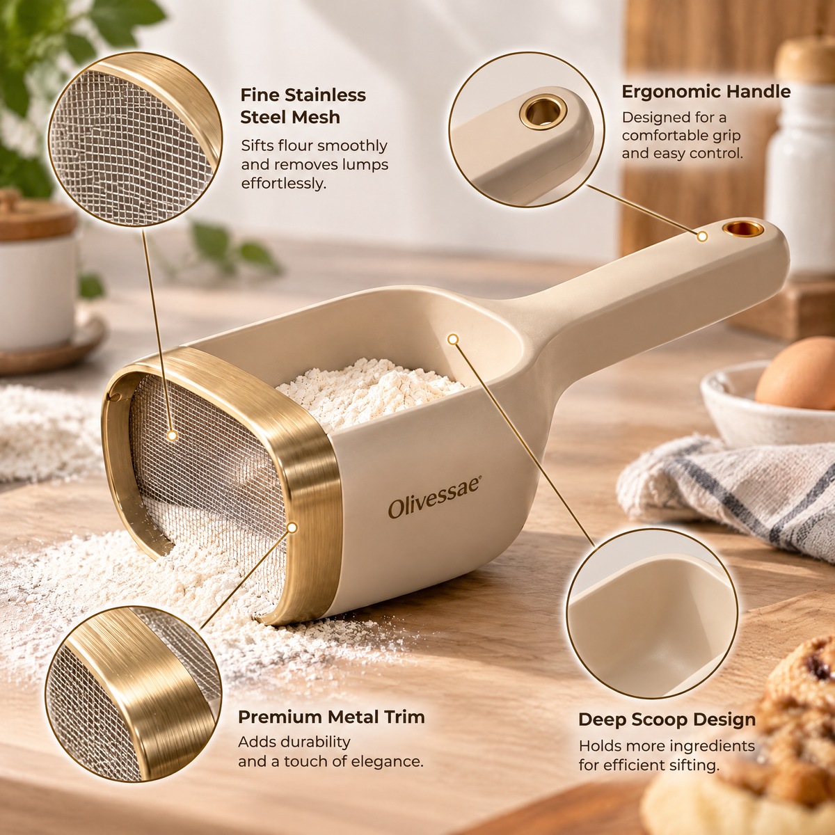 Olivessae™ Cloudsift Flour Sifter Scoop