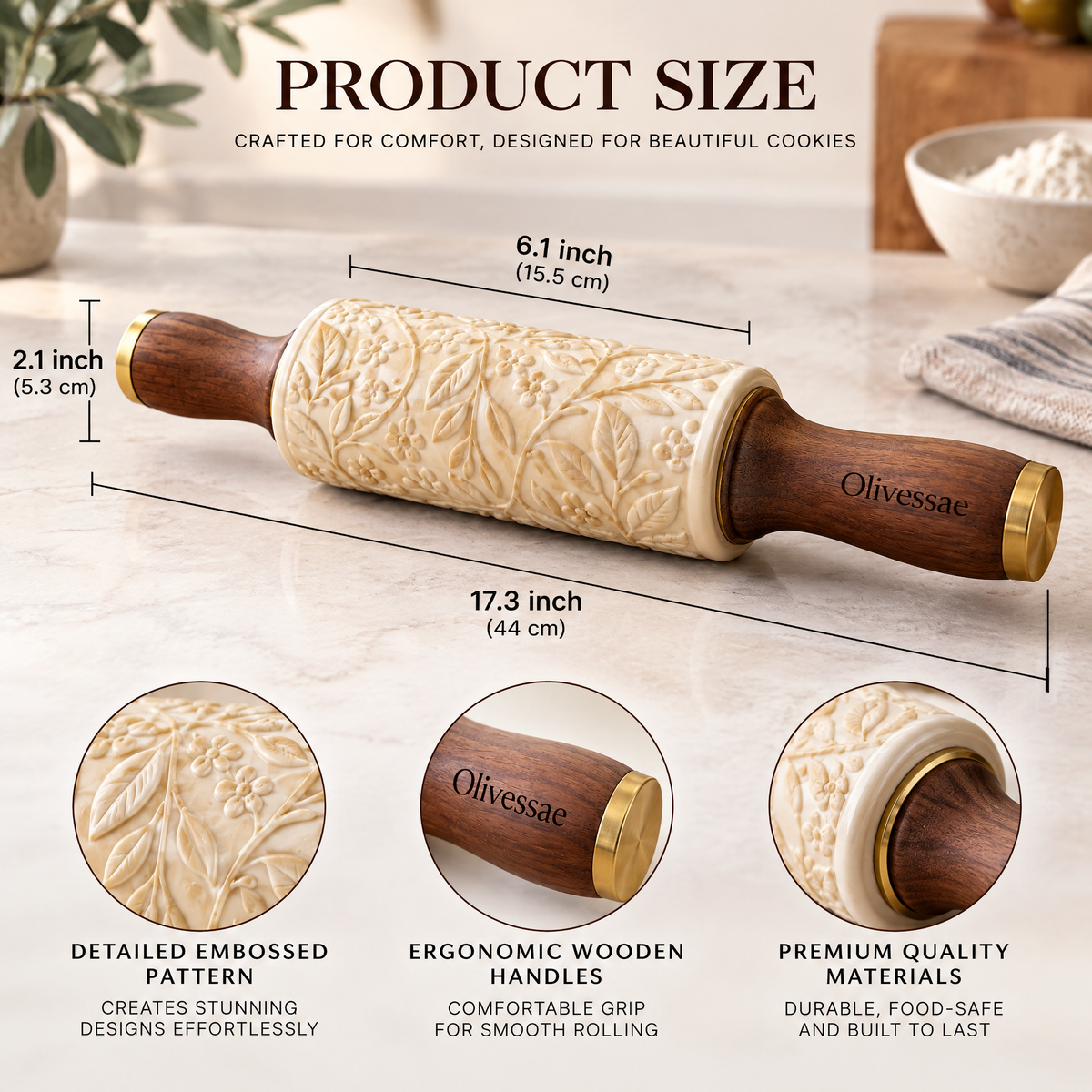 Olivessae™ Botanica Embossing Rolling Pin